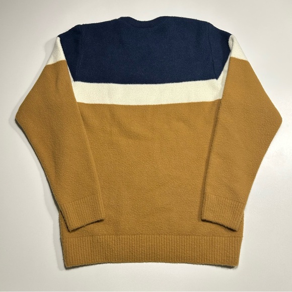 Vintage Adidas Y2K Colorblock Crewneck Knit Sweater Navy Blue Yellow Size Large - Picture 2 of 5